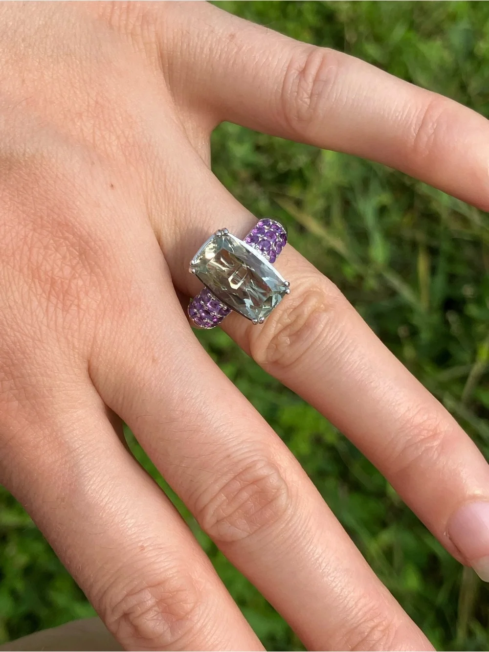 Genuine Prasiolite African Amethyst Ring Size 8